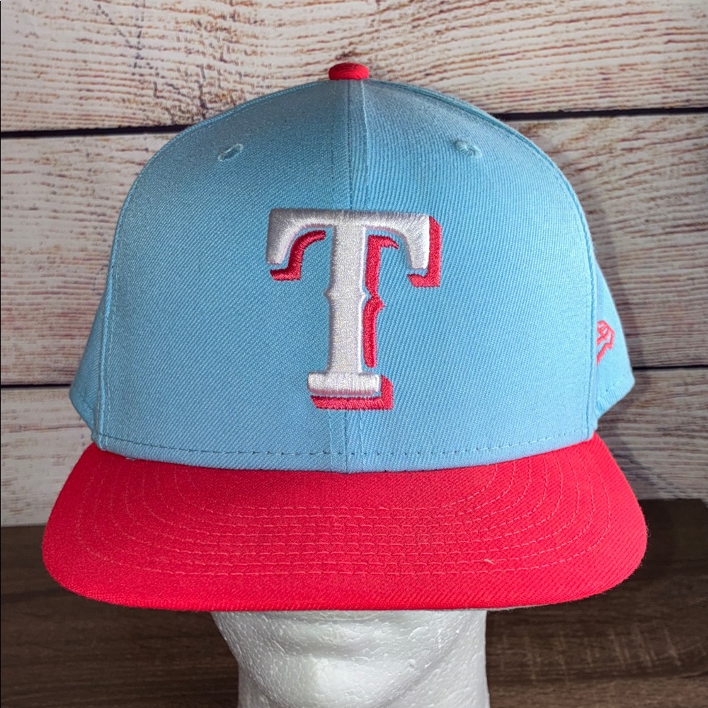 EUC NEW ERA TEXAS RANGERS MENS LIGHT BLUE 2T COLOR PACK 59FIFTY FITTED HAT
